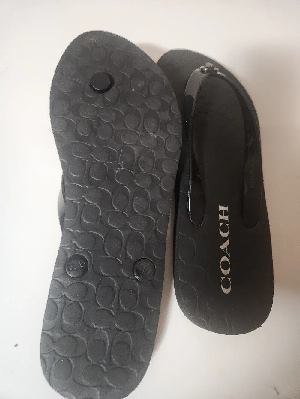 Coach Abbigail Black Turnlock Flip Flop Sandals